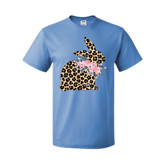 Inktastic Leopard Print Bunny Flowers T-Shirt