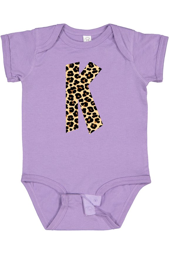 Leopard Print Letter K Boys or Girls Baby Bodysuit
