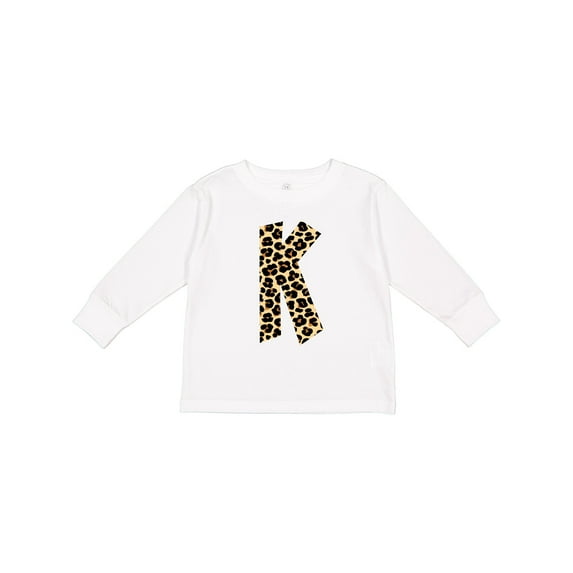Inktastic Leopard Print Letter K Boys or Girls Long Sleeve Toddler T-Shirt