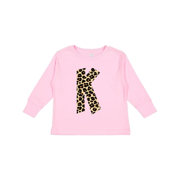Inktastic Leopard Print Letter K Boys or Girls Long Sleeve Toddler T-Shirt