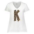 thumbnail image 1 of Inktastic Leopard Print Letter K Women's Plus Size V-Neck T-Shirt, 1 of 5