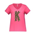 thumbnail image 1 of Inktastic Leopard Print Letter K Women's Plus Size V-Neck T-Shirt, 1 of 4