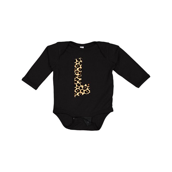 Inktastic Leopard Print Letter L Boys or Girls Long Sleeve Baby Bodysuit