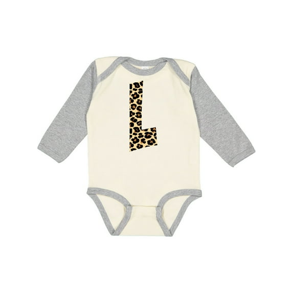 Inktastic Leopard Print Letter L Boys or Girls Long Sleeve Baby Bodysuit