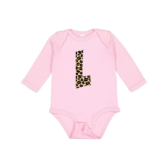 Inktastic Leopard Print Letter L Boys or Girls Long Sleeve Baby Bodysuit