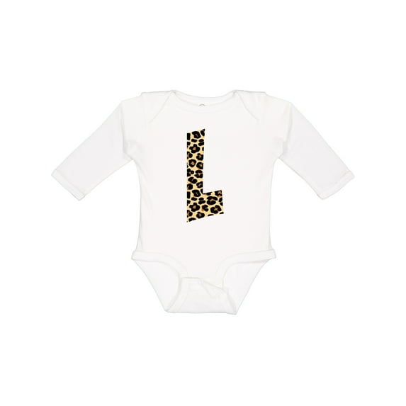 Inktastic Leopard Print Letter L Boys or Girls Long Sleeve Baby Bodysuit