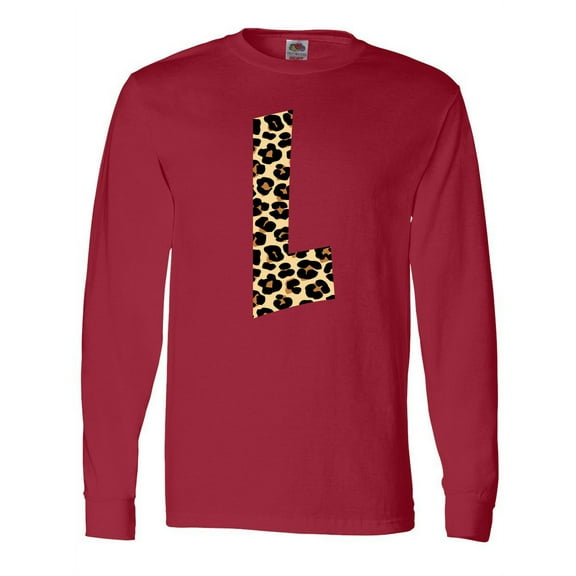 Inktastic Leopard Print Letter L Long Sleeve T-Shirt