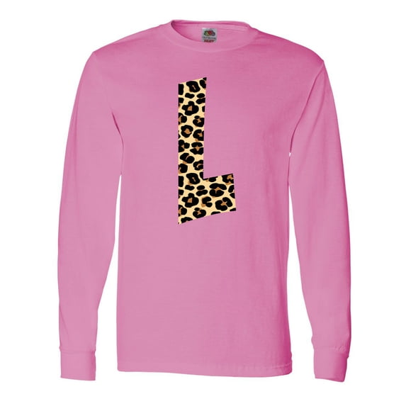 Inktastic Leopard Print Letter L Long Sleeve T-Shirt