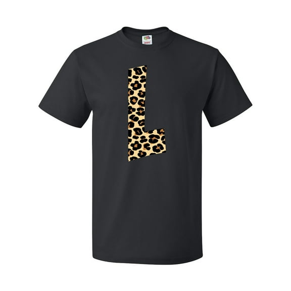 Inktastic Leopard Print Letter L T-Shirt