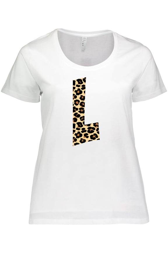 Leopard Print Letter L Women's Plus Size T-Shirt
