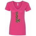 thumbnail image 1 of Inktastic Leopard Print Letter L Women's V-Neck T-Shirt, 1 of 5