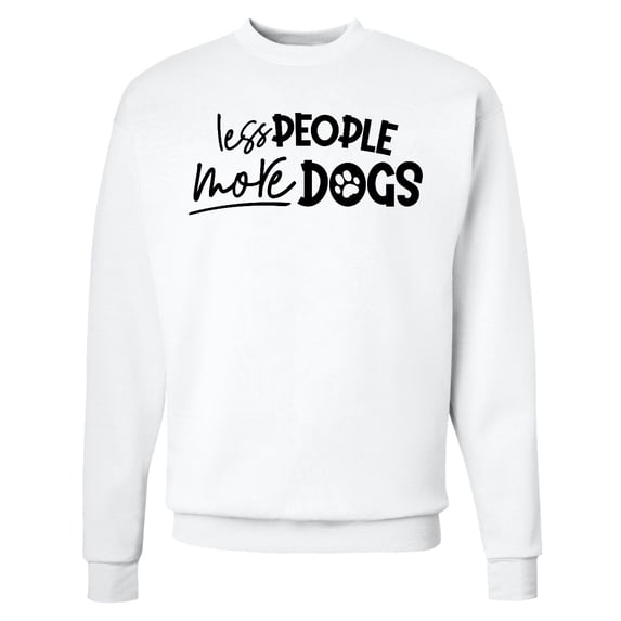 Inktastic Less People More Dogs, Paws, Typography Adult Sweatshirt