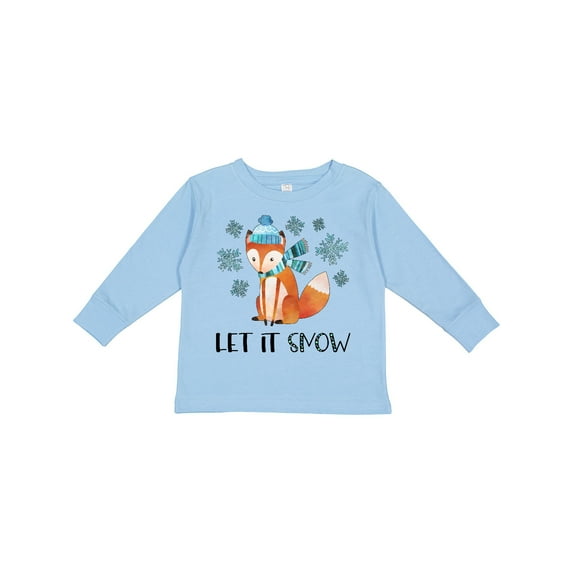 Inktastic Let It Snow Cute Orange Fox in Hat and Scarf Boys or Girls Long Sleeve Toddler T-Shirt