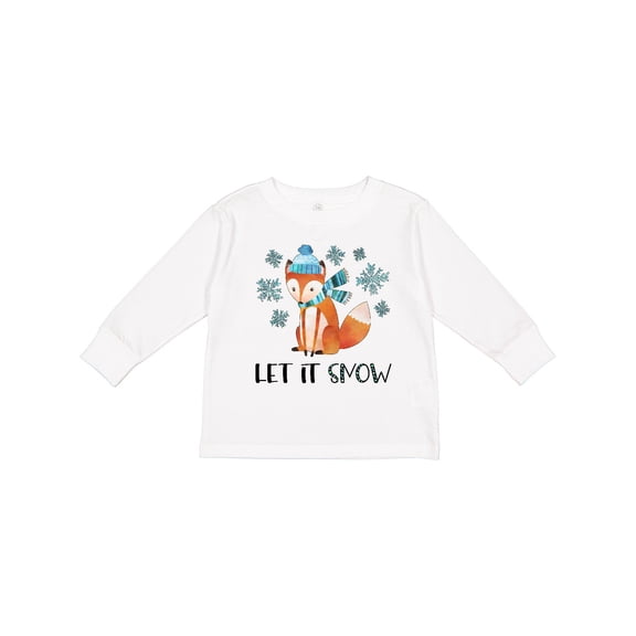 Inktastic Let It Snow Cute Orange Fox in Hat and Scarf Boys or Girls Long Sleeve Toddler T-Shirt