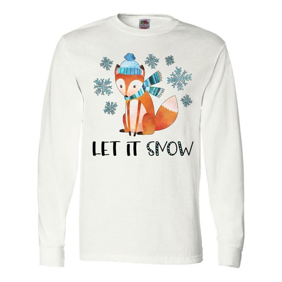 Inktastic Let It Snow Cute Orange Fox in Hat and Scarf Long Sleeve T-Shirt