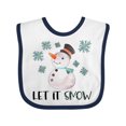 thumbnail image 1 of Inktastic Let It Snow Cute Snowman in Hat and Scarf Boys or Girls Baby Bib, 1 of 4