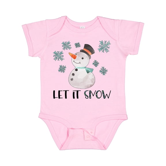 Inktastic Let It Snow Cute Snowman in Hat and Scarf Boys or Girls Baby Bodysuit