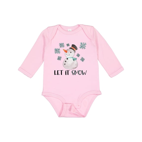 Inktastic Let It Snow Cute Snowman in Hat and Scarf Boys or Girls Long Sleeve Baby Bodysuit