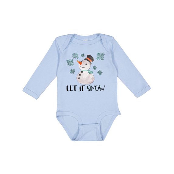 Inktastic Let It Snow Cute Snowman in Hat and Scarf Boys or Girls Long Sleeve Baby Bodysuit