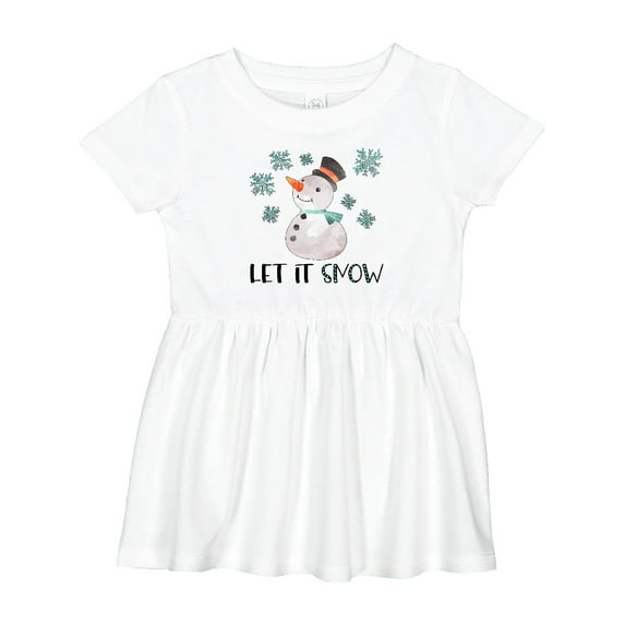 Inktastic Let It Snow Cute Snowman in Hat and Scarf Girls Baby Dress