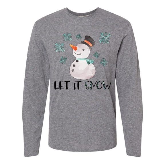 Inktastic Let It Snow Cute Snowman in Hat and Scarf Long Sleeve T-Shirt