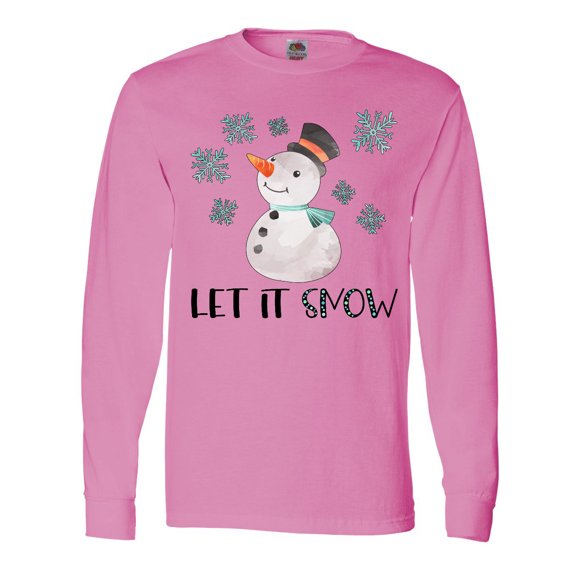 Inktastic Let It Snow Cute Snowman in Hat and Scarf Long Sleeve T-Shirt