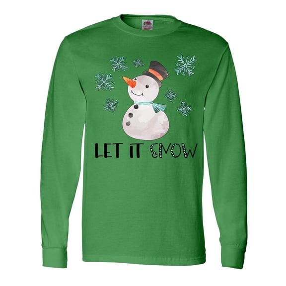 Inktastic Let It Snow Cute Snowman in Hat and Scarf Long Sleeve T-Shirt