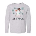 thumbnail image 1 of Inktastic Let It Snow Cute Snowman in Hat and Scarf Long Sleeve Youth T-Shirt, 1 of 5