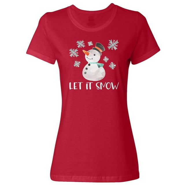 Inktastic Let It Snow Cute Snowman in Hat and Scarf Women's T-Shirt