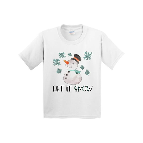 Inktastic Let It Snow Cute Snowman in Hat and Scarf Youth T-Shirt