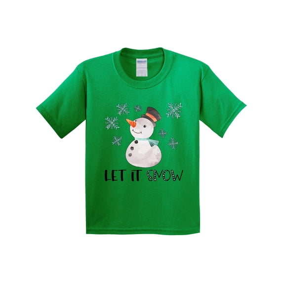 Inktastic Let It Snow Cute Snowman in Hat and Scarf Youth T-Shirt