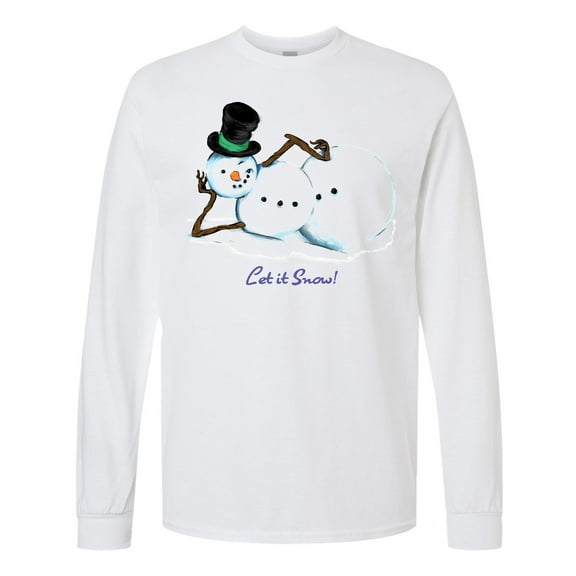 Inktastic Let It Snow Sassy Snowman in Top Hat Long Sleeve T-Shirt