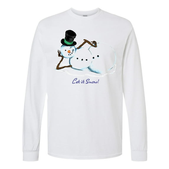 Inktastic Let It Snow Sassy Snowman in Top Hat Long Sleeve T-Shirt