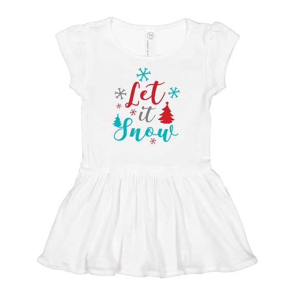 Inktastic Let It Snow, Snowflakes, Christmas - Red Blue Gray Girls Baby Dress