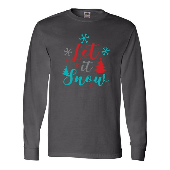 Inktastic Let It Snow, Snowflakes, Christmas - Red Blue Gray Long Sleeve T-Shirt