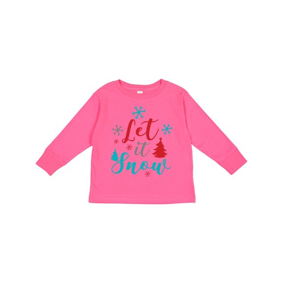 Inktastic Let It Snow, Snowflakes, Trees, Christmas, Xmas Boys or Girls Long Sleeve Toddler T-Shirt