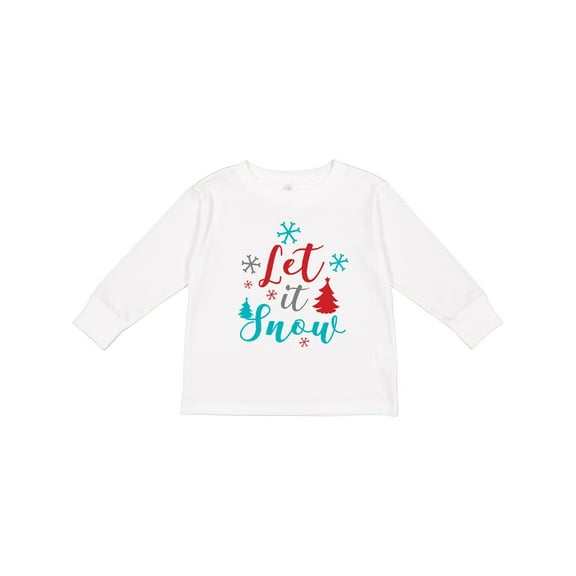 Inktastic Let It Snow, Snowflakes, Trees, Christmas, Xmas Boys or Girls Long Sleeve Toddler T-Shirt