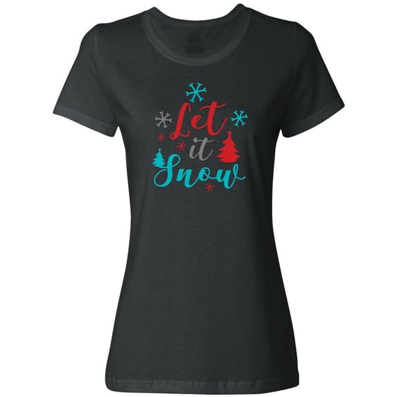 Inktastic Let It Snow, Snowflakes, Trees, Christmas, Xmas Women's T-Shirt