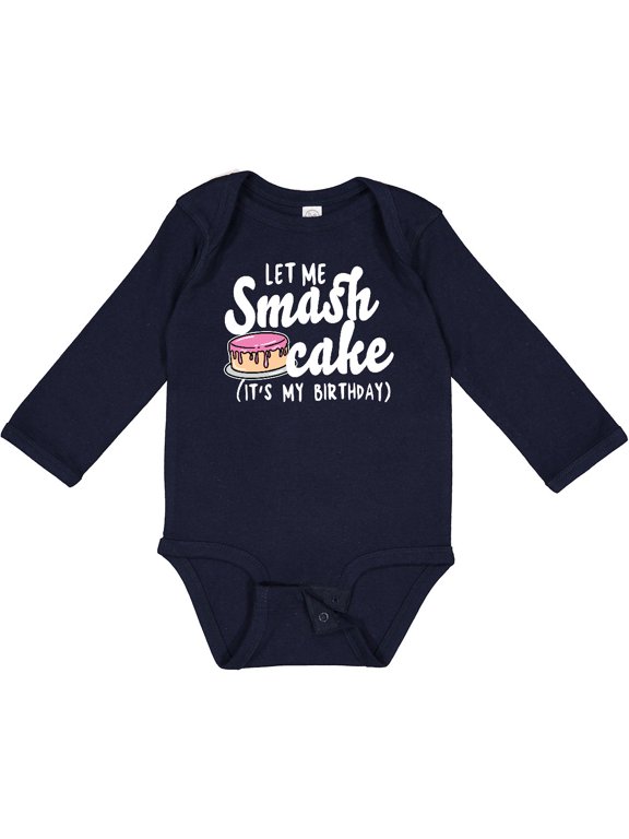 Let Me Smash Cake Its My Birthday Girls Long Sleeve Baby Bodysuit