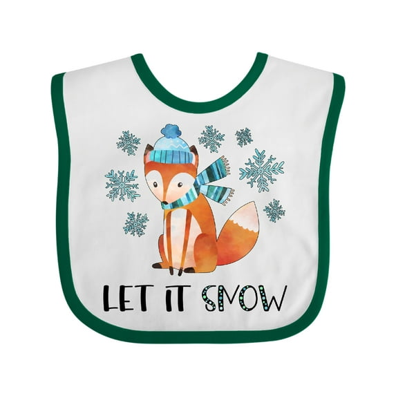 Inktastic Let it Snow Cute Orange Fox in Hat and Scarf Boys or Girls Baby Bib