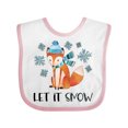 thumbnail image 1 of Inktastic Let it Snow Cute Orange Fox in Hat and Scarf Boys or Girls Baby Bib, 1 of 4