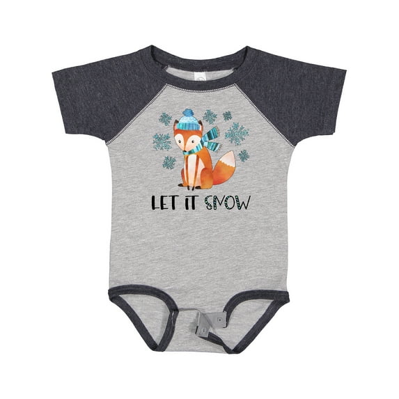 Inktastic Let it Snow Cute Orange Fox in Hat and Scarf Boys or Girls Baby Bodysuit