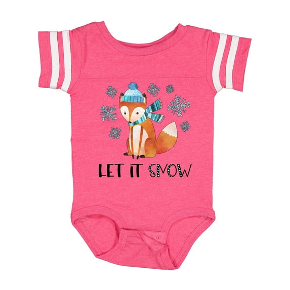 Inktastic Let it Snow Cute Orange Fox in Hat and Scarf Boys or Girls Baby Bodysuit