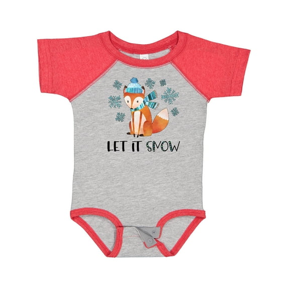 Inktastic Let it Snow Cute Orange Fox in Hat and Scarf Boys or Girls Baby Bodysuit