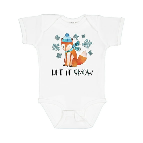 Inktastic Let it Snow Cute Orange Fox in Hat and Scarf Boys or Girls Baby Bodysuit