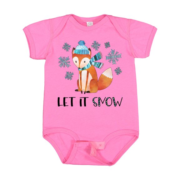 Inktastic Let it Snow Cute Orange Fox in Hat and Scarf Boys or Girls Baby Bodysuit