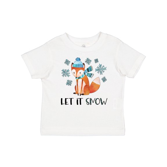 Inktastic Let it Snow Cute Orange Fox in Hat and Scarf Boys or Girls Baby T-Shirt