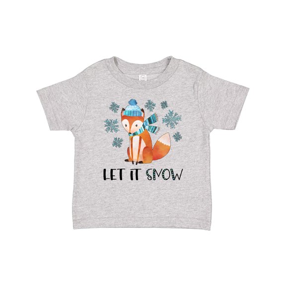 Inktastic Let it Snow Cute Orange Fox in Hat and Scarf Boys or Girls Baby T-Shirt