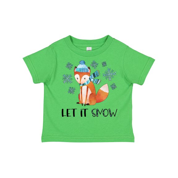 Inktastic Let it Snow Cute Orange Fox in Hat and Scarf Boys or Girls Toddler T-Shirt