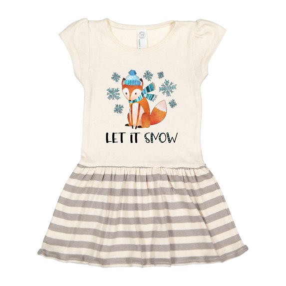 Inktastic Let it Snow Cute Orange Fox in Hat and Scarf Gift Toddler Girl Dress
